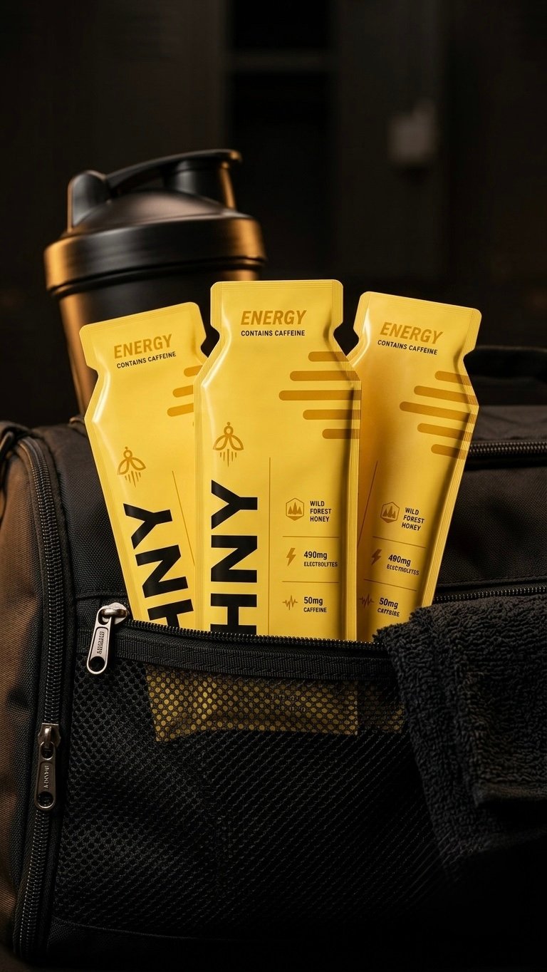 HNY RUSH energy gel in use
